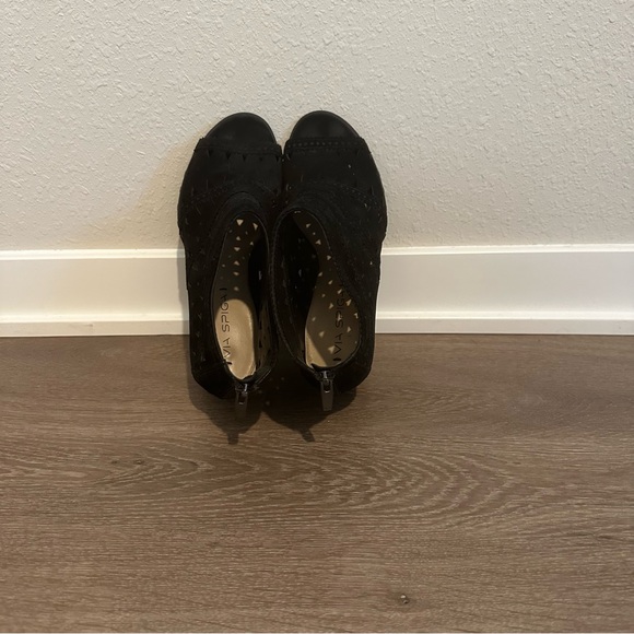 Via Spiga V-Latanya Black Suede Wedge Sandals - 8.5 - Picture 6 of 6